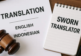 Penerjemah tersumpah membubuhkan cap resmi pada dokumen terjemahan tersumpah Indonesia-Inggris di Obeqa Translation Services